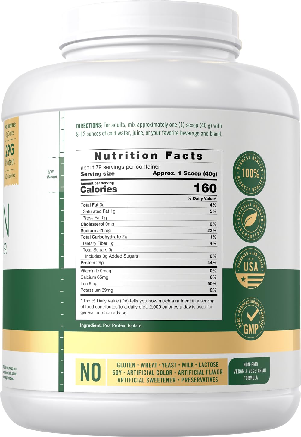 Pea Protein Isolate Powder 7lb Unflavored K51789