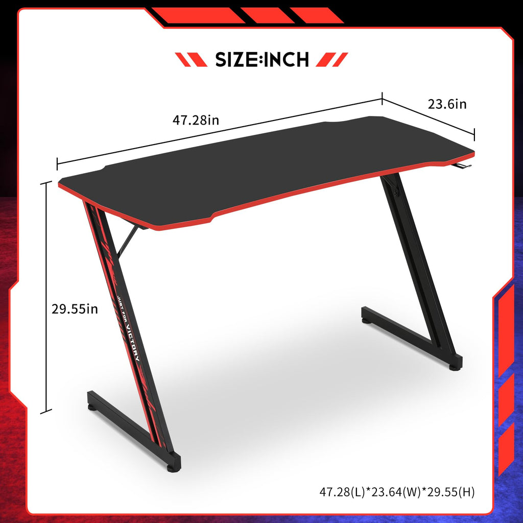 47 Inch Z Shaped Gaming Desk with Headphone Hook E337743