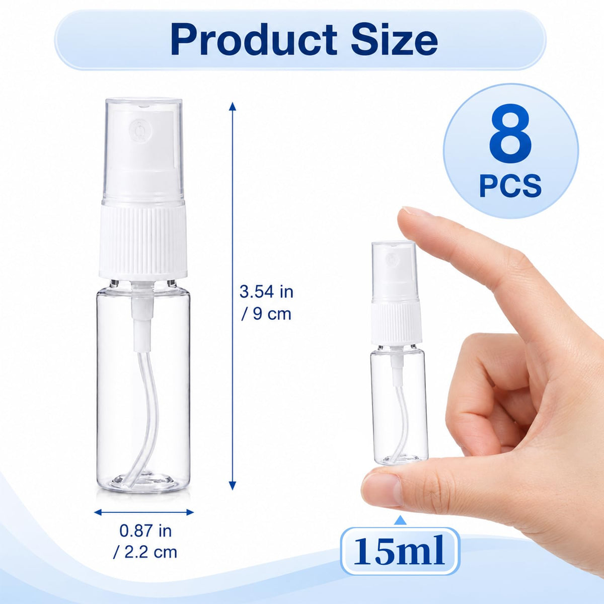 8 Pcs 0.5 Oz Fine Mist Travel Spray Bottles K670