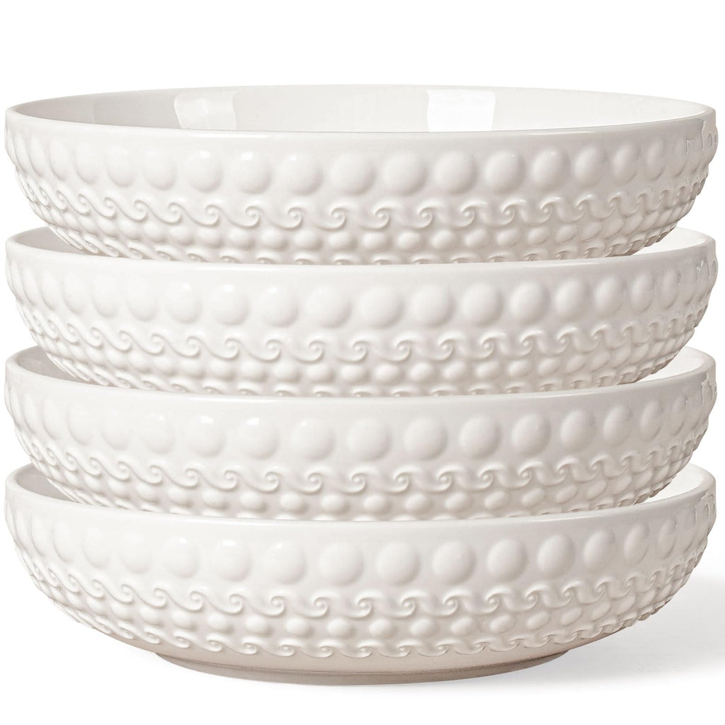 White 32oz Ceramic Pasta Bowls Set of 4 D323