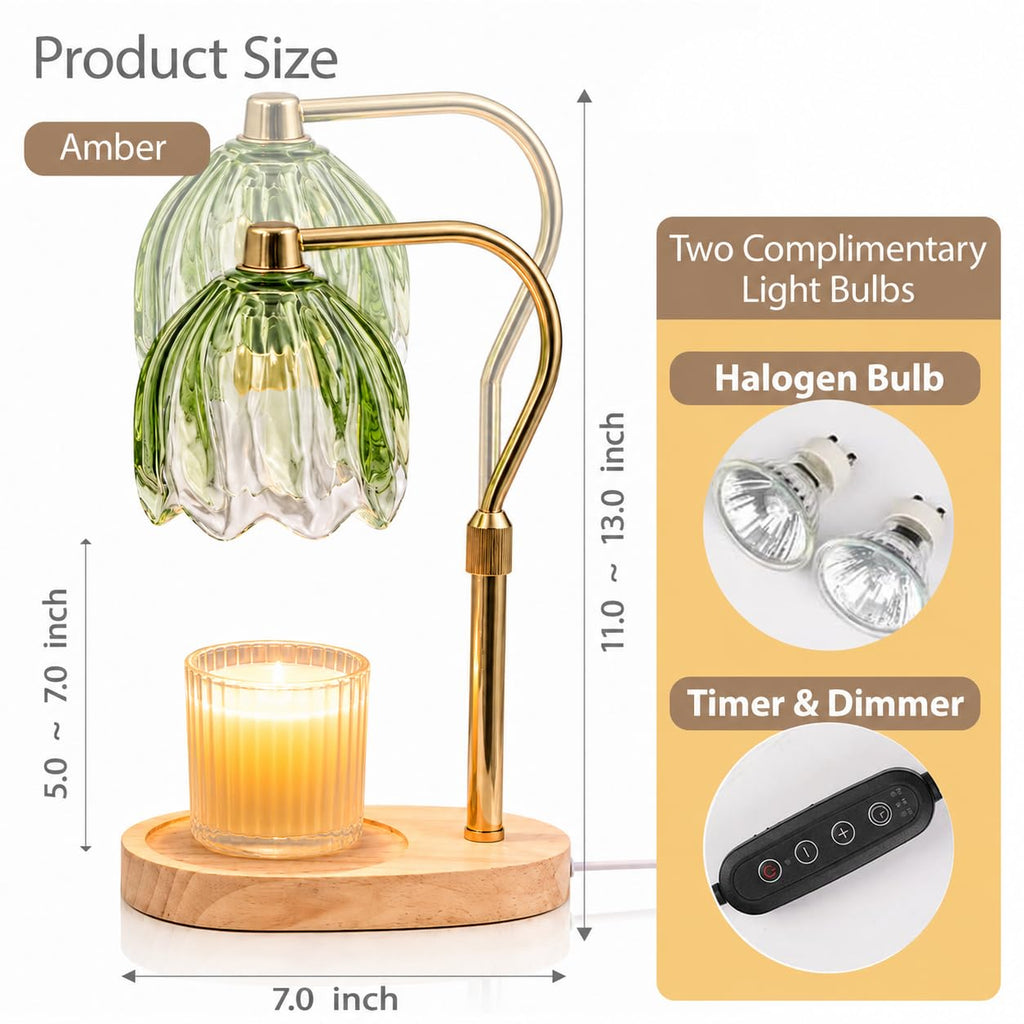 Green Dimmable Candle Warmer Lamp with Timer D156150