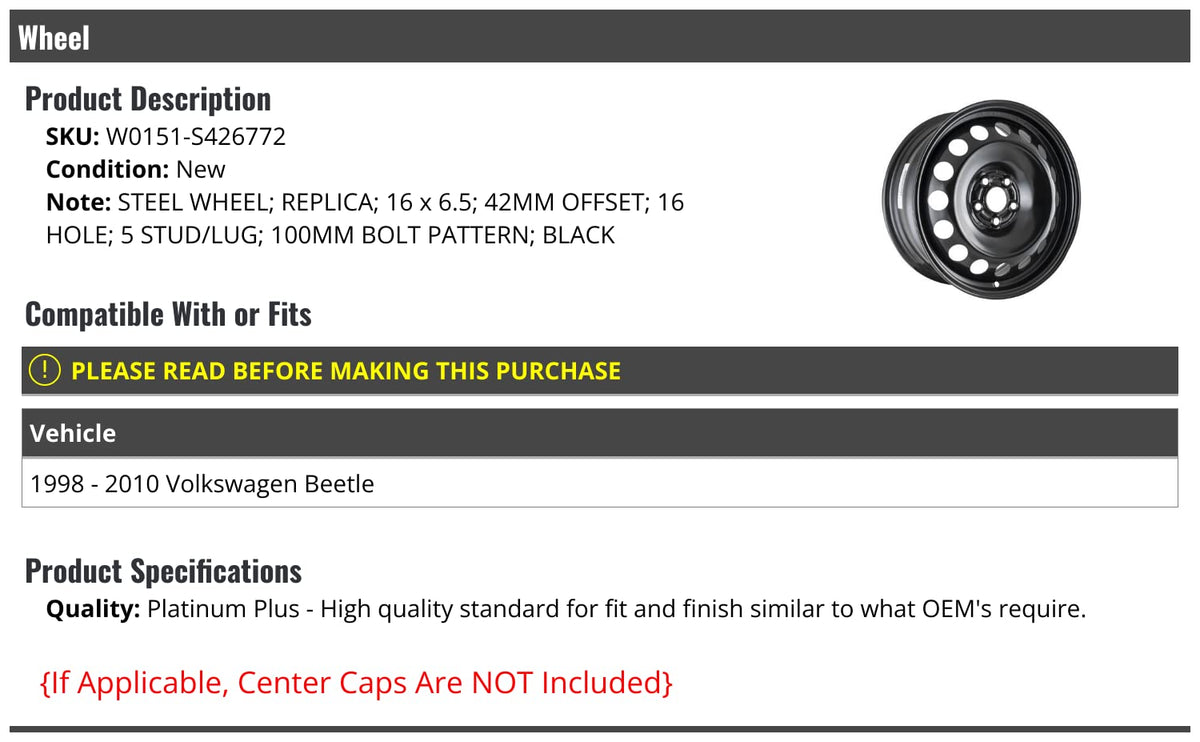Black 16 x 6.5 Inch 5-Lug Steel Wheel J636552
