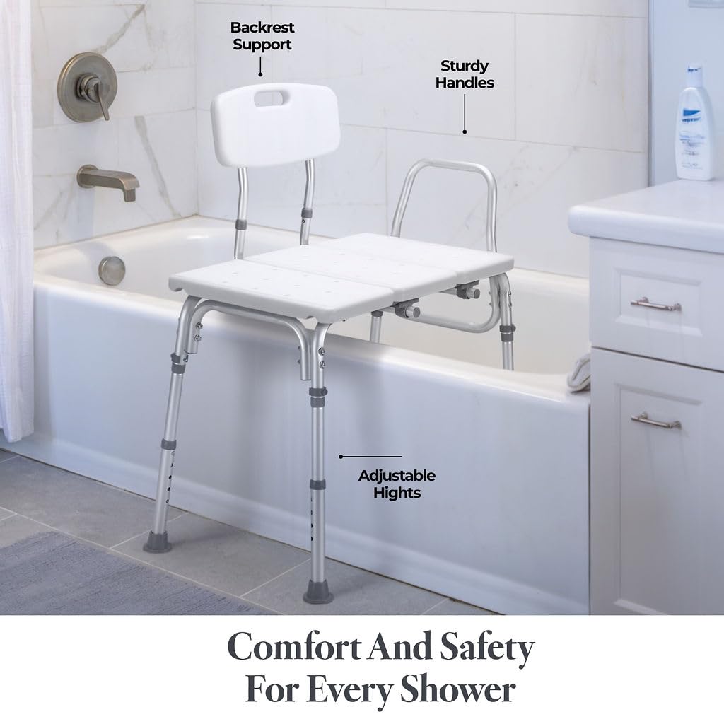 Adjustable Height White Plastic Transfer Bench T736