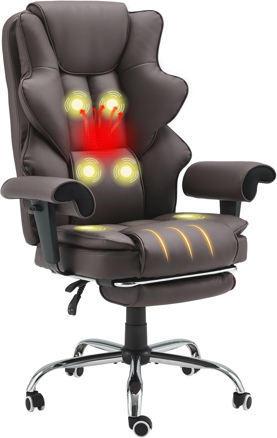 Brown Heated Massage Office Chair with Foot Rest B12071