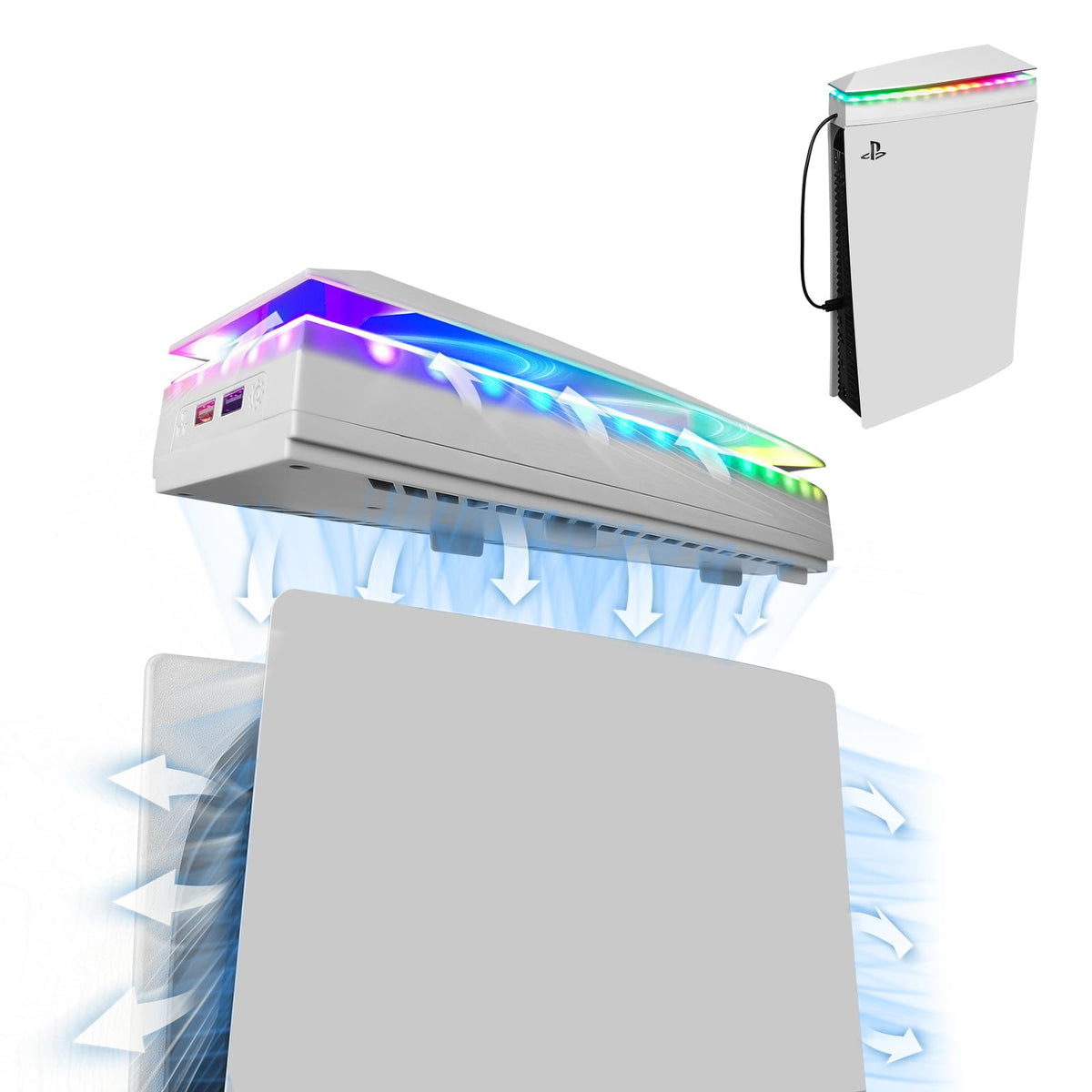 Console Cooling Fan with Dust Cover Colorful LED Light S619