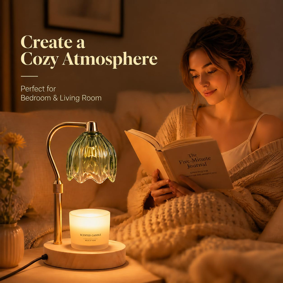 Green Dimmable Candle Warmer Lamp with Timer D156150