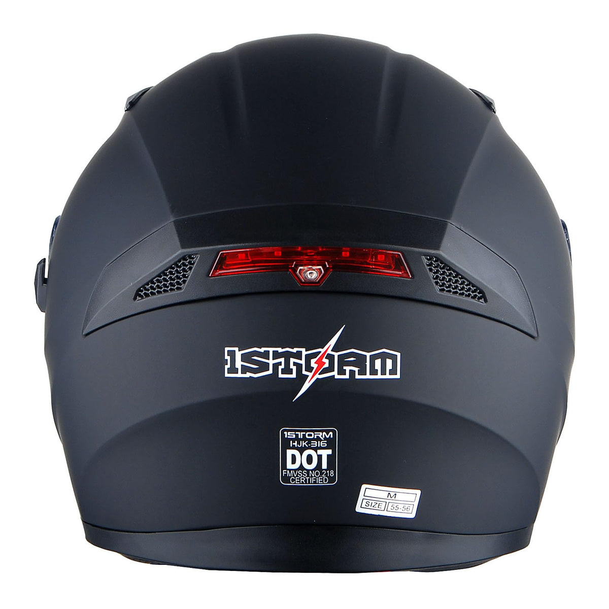 Full Face Motorcycle Helmet with LED Tail Light Matt Black K24635