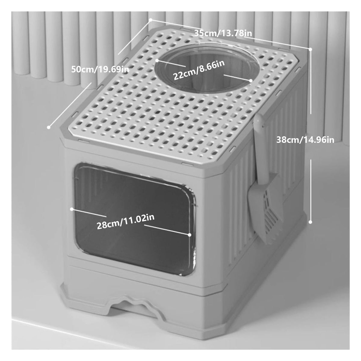 Foldable Cat Litter Box with Lid and Shovel N797057