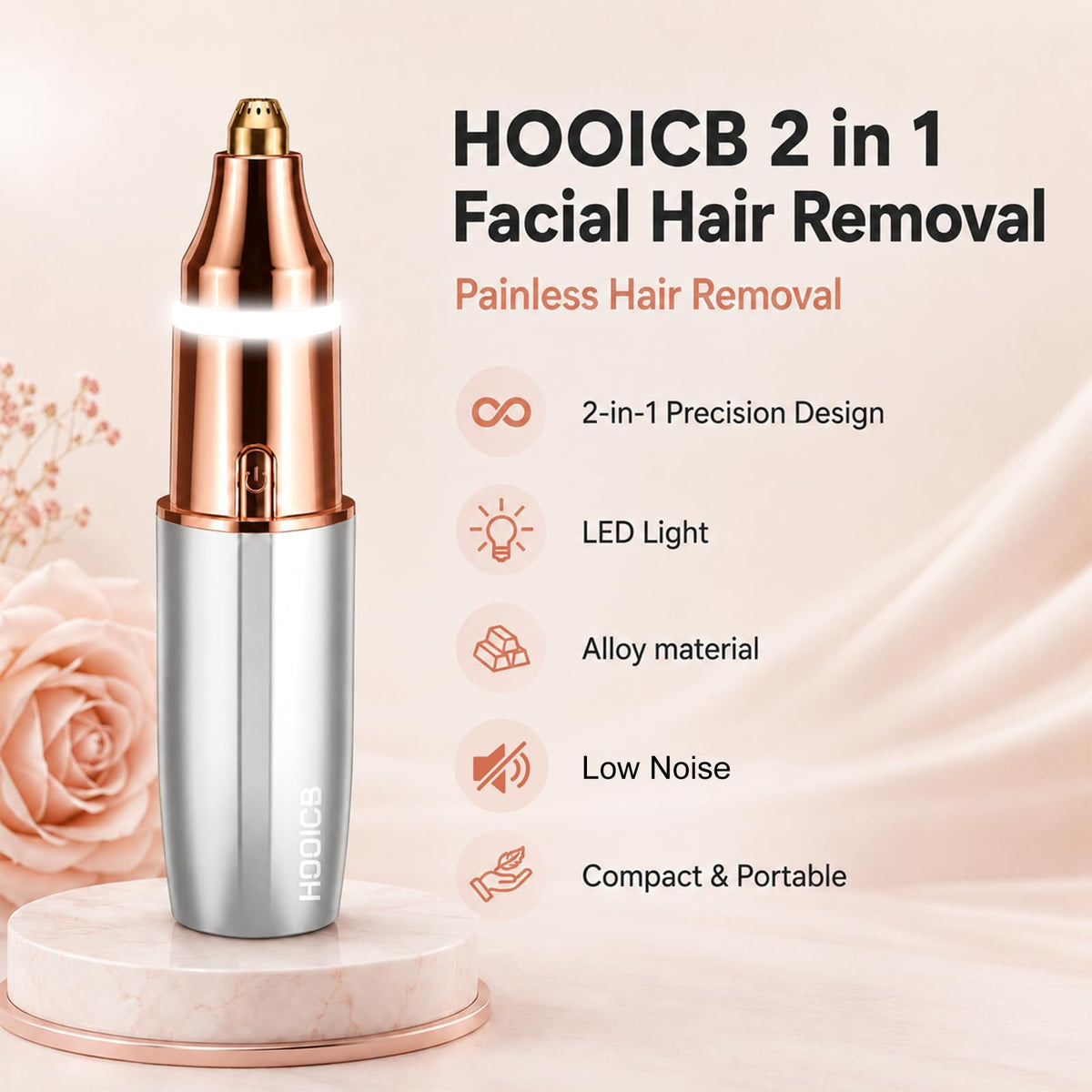 2-in-1 Electric Facial Hair Remover with LED Light B190141