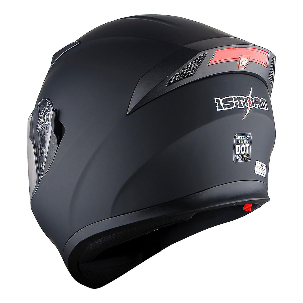 Full Face Motorcycle Helmet with LED Tail Light Matt Black K24635