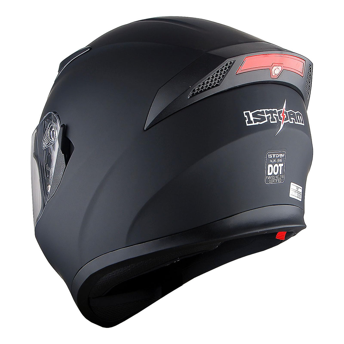 Full Face Motorcycle Helmet with LED Tail Light Matt Black K24635