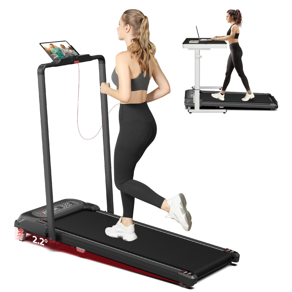2 in 1 Folding Treadmill with Handle Bar U72708