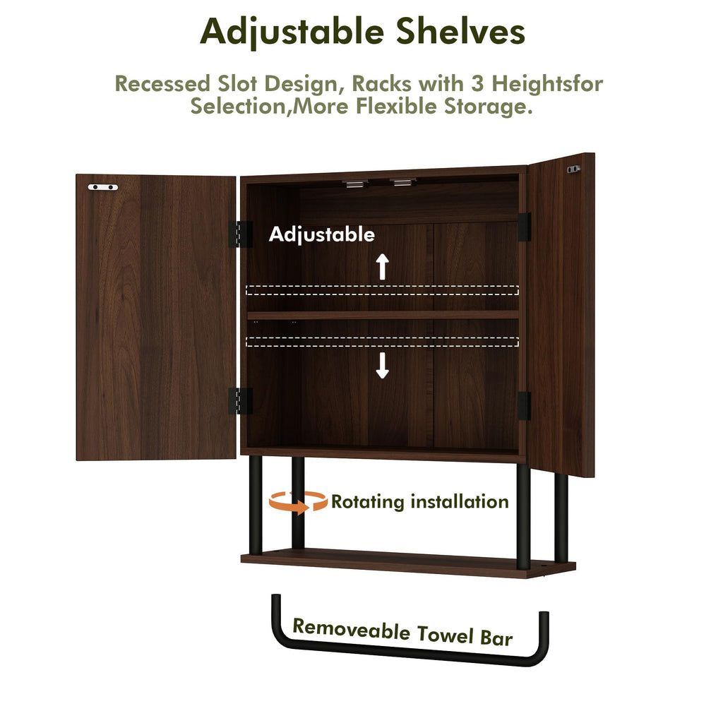 Fluted 2 Doors 3-Tier Bathroom Wall Cabinet U23607