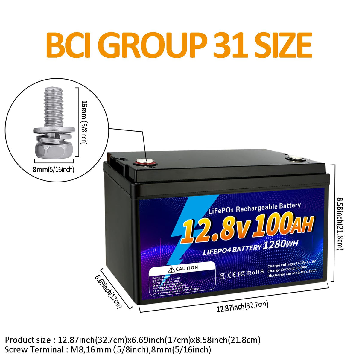 12V 100Ah LiFePO4 Battery O5553