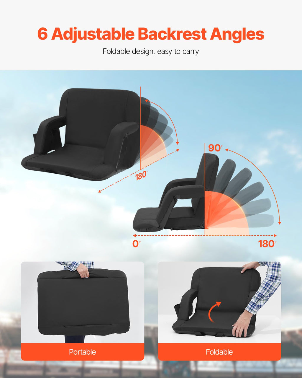 Folding Padded Stadium Seat with Cupholder F880