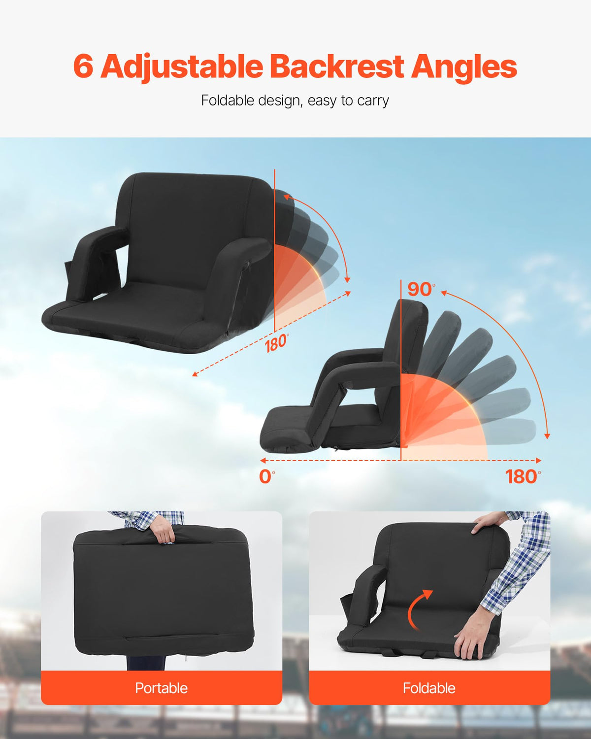 Folding Padded Stadium Seat with Cupholder F880