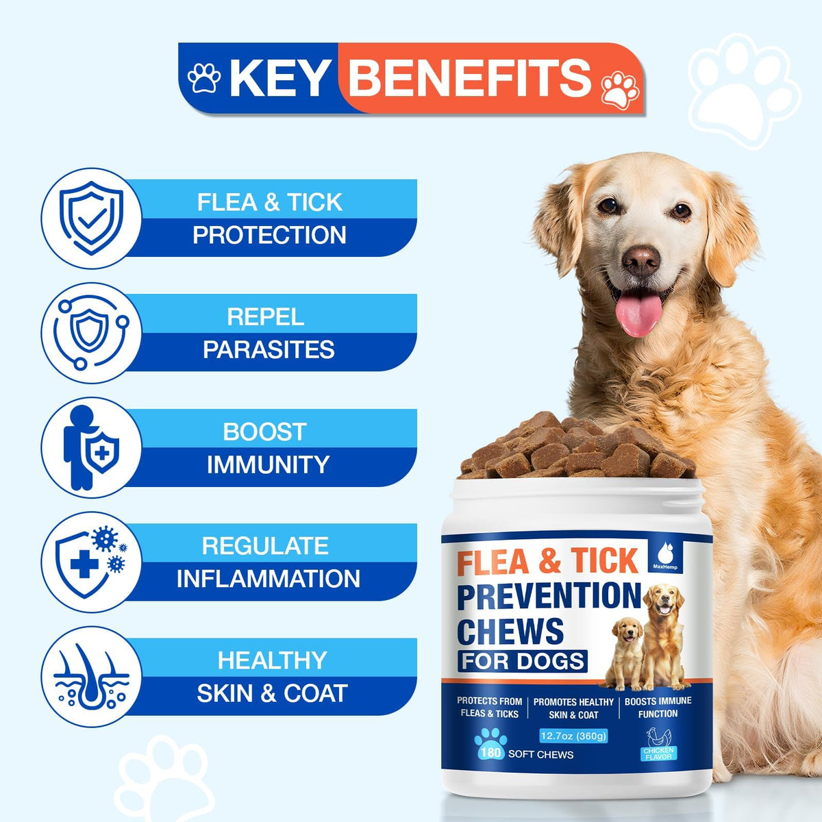 Natural Flea and Tick Prevention for Dogs Chewables R377