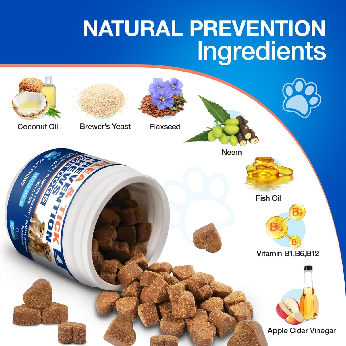 Natural Flea and Tick Prevention for Dogs Chewables R377