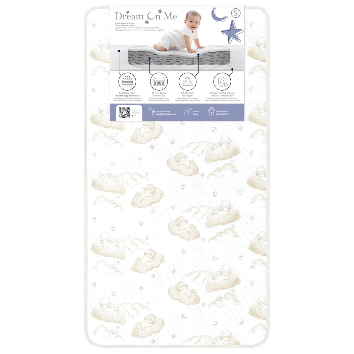 2-in-1 Breathable Spring Coil Crib & Toddler Mattress F74930