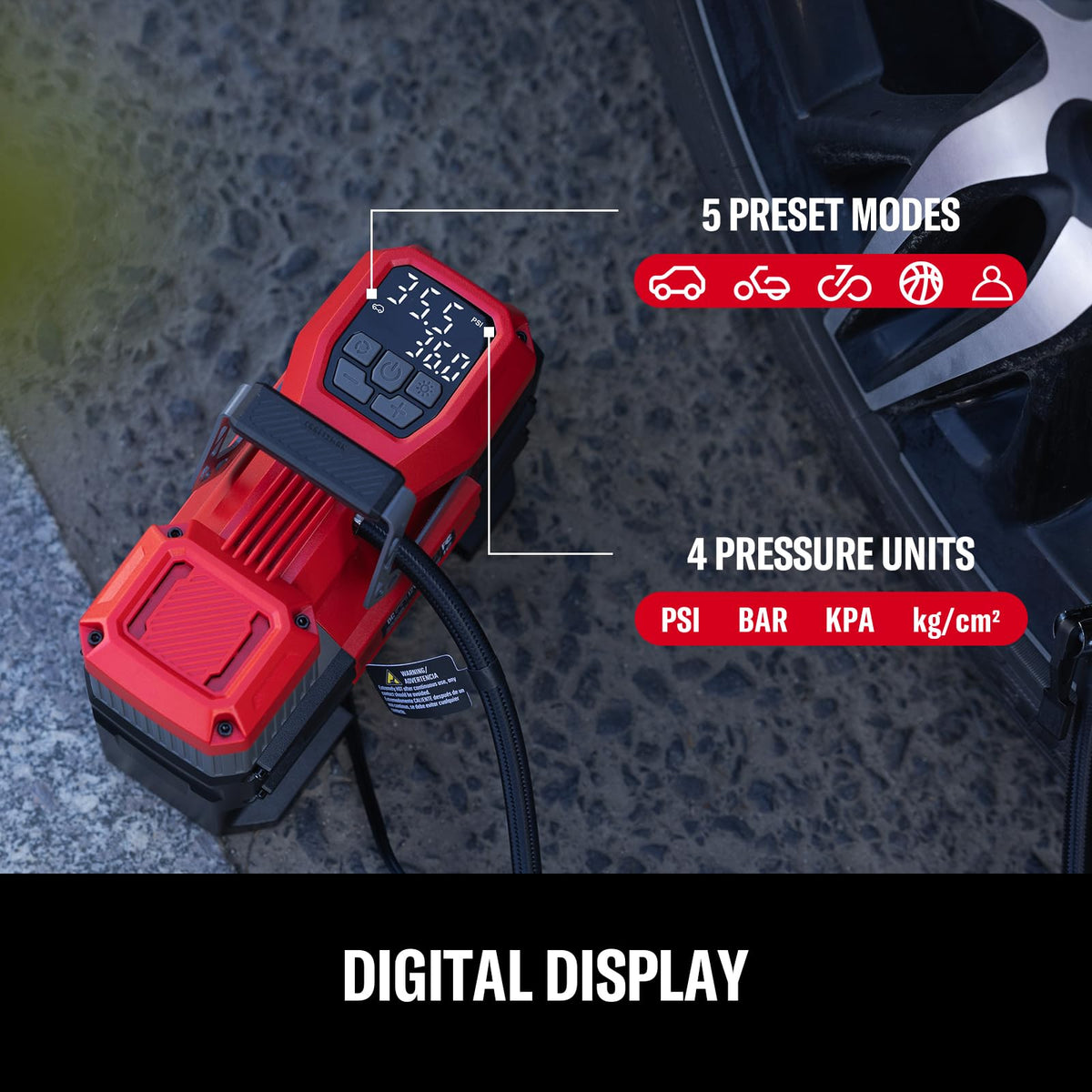 Portable 12V Tire Inflator with Digital Gauge A793