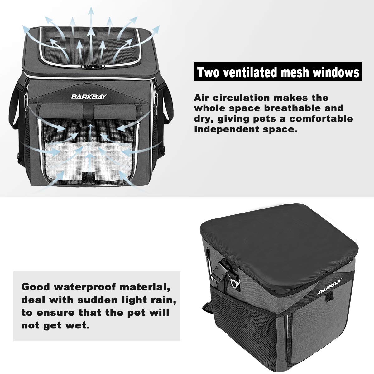 Foldable Soft-Sided Dog Bike Basket Carrier with 2 Open Doors Y8761