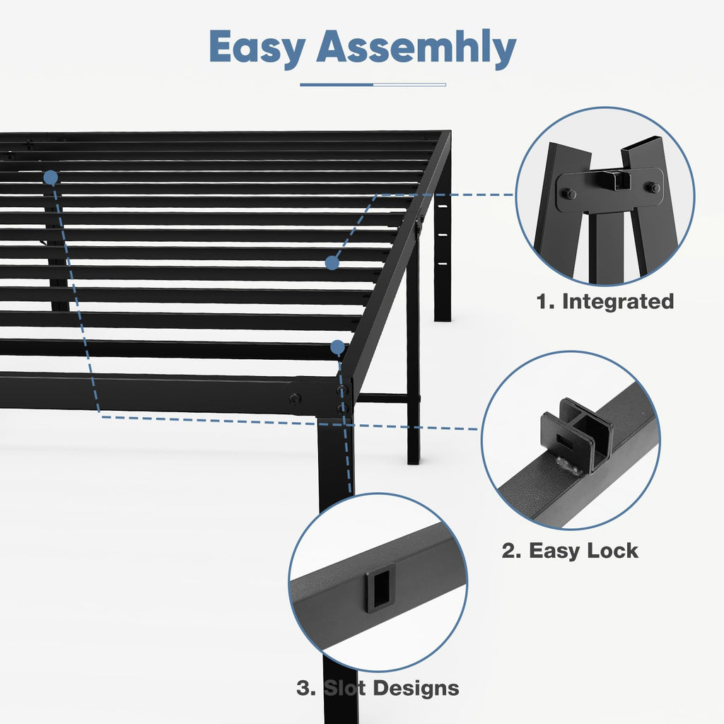 Queen 18 Inch Metal Platform Bed Frame O954162