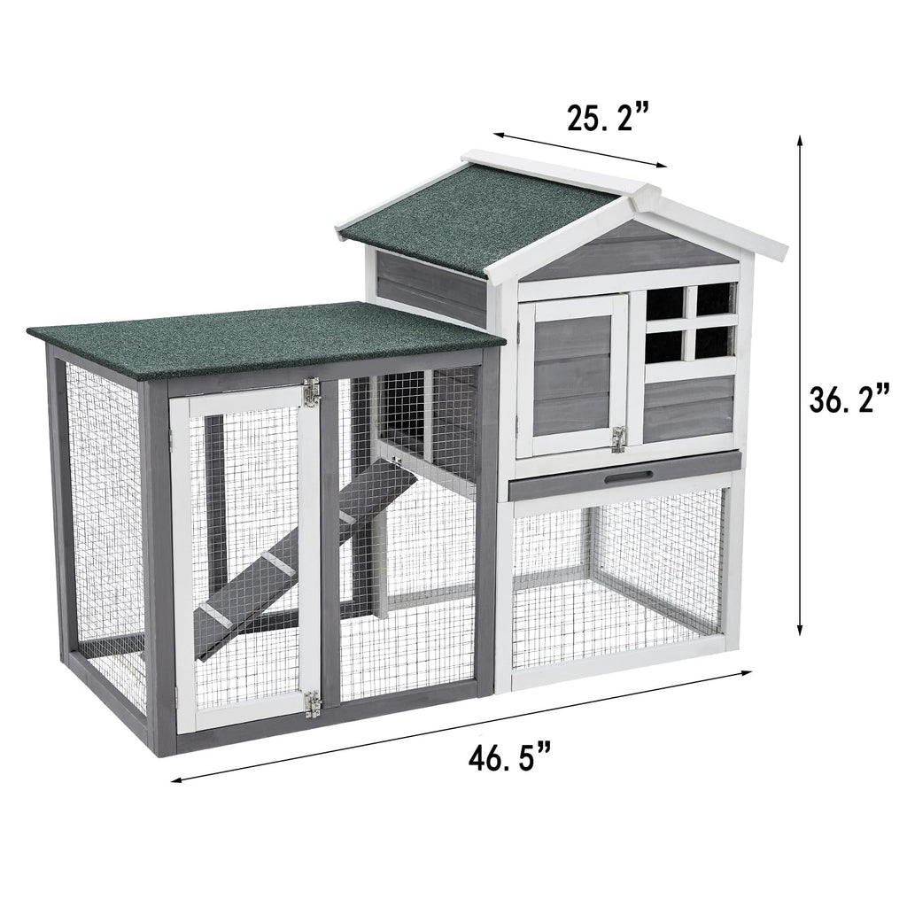 2-Story Wooden Bunny Hutch with Tray G53757