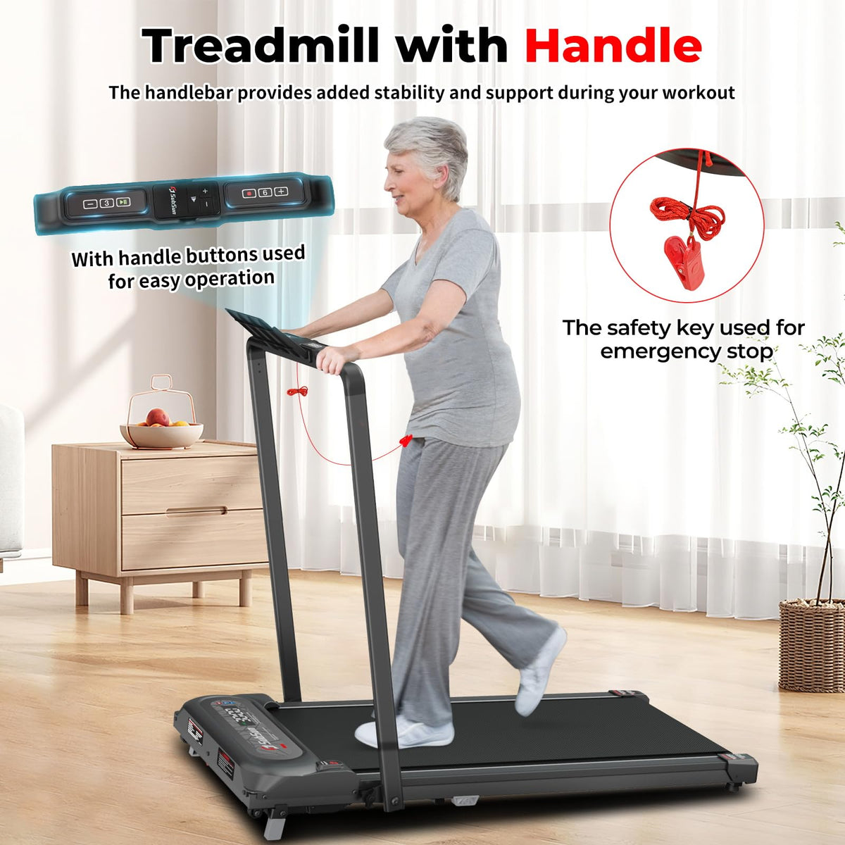 2 in 1 Folding Treadmill with Handle Bar U72708
