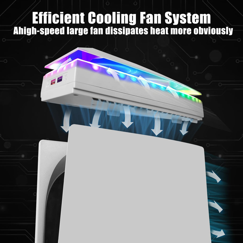 Console Cooling Fan with Dust Cover Colorful LED Light S619