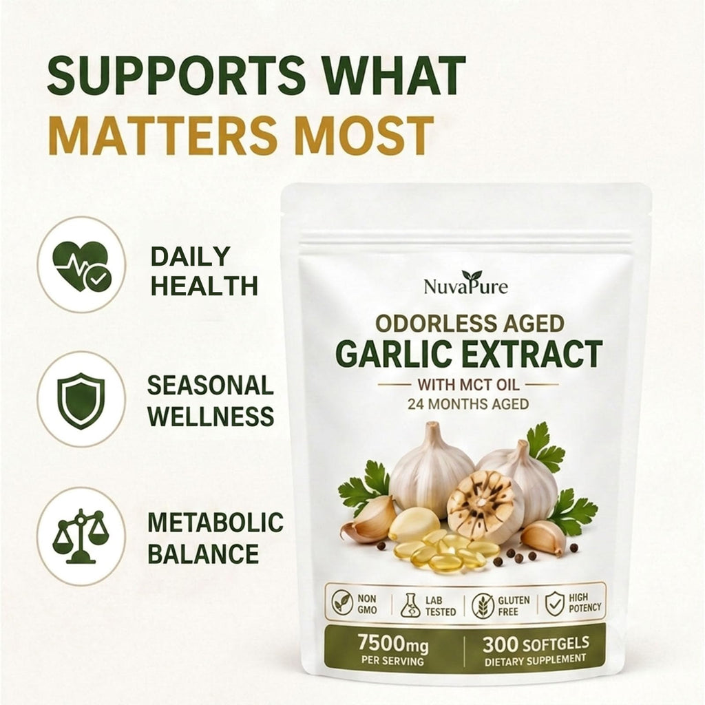 Odorless Aged Garlic Extract Supplement, 300 Softgels N73674