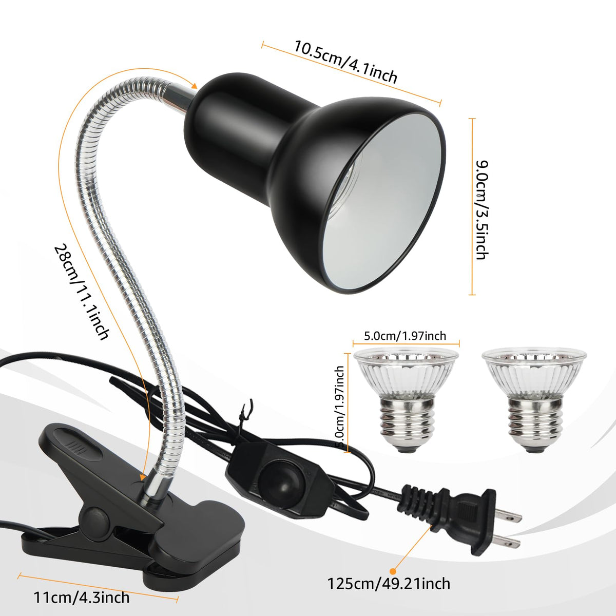 Reptile Heat Lamp UVA/UVB Light with 25W and 50W Bulbs F266