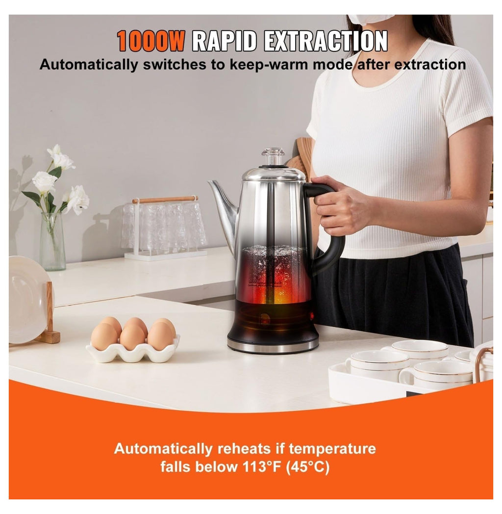 12-Cup Stainless Steel Electric Percolator Coffee Pot K796