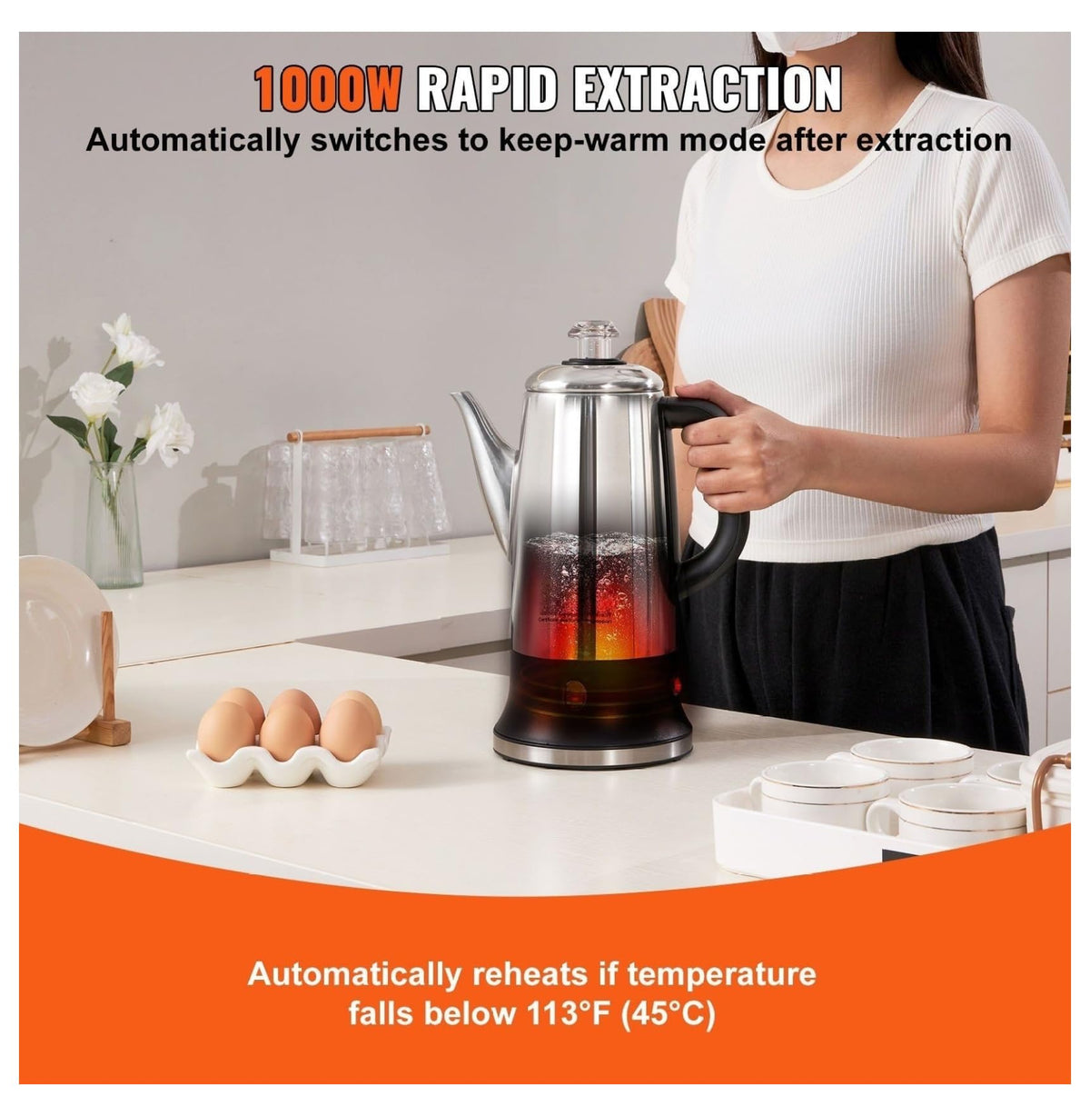 12-Cup Stainless Steel Electric Percolator Coffee Pot K796