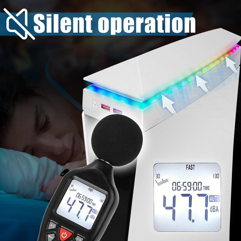 Console Cooling Fan with Dust Cover Colorful LED Light S619