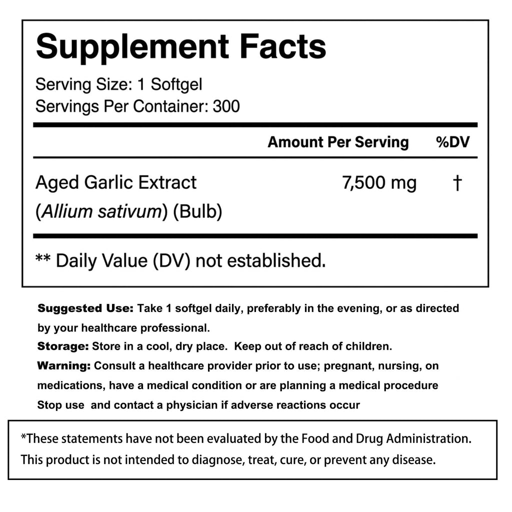 Odorless Aged Garlic Extract Supplement, 300 Softgels N73674
