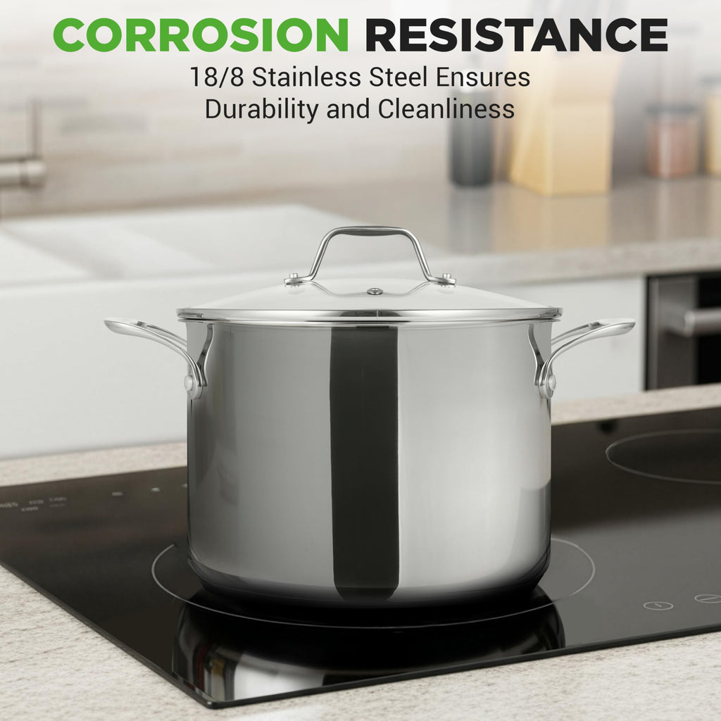8-Quart Stainless Steel Stock Pot with See-Through Lid U946