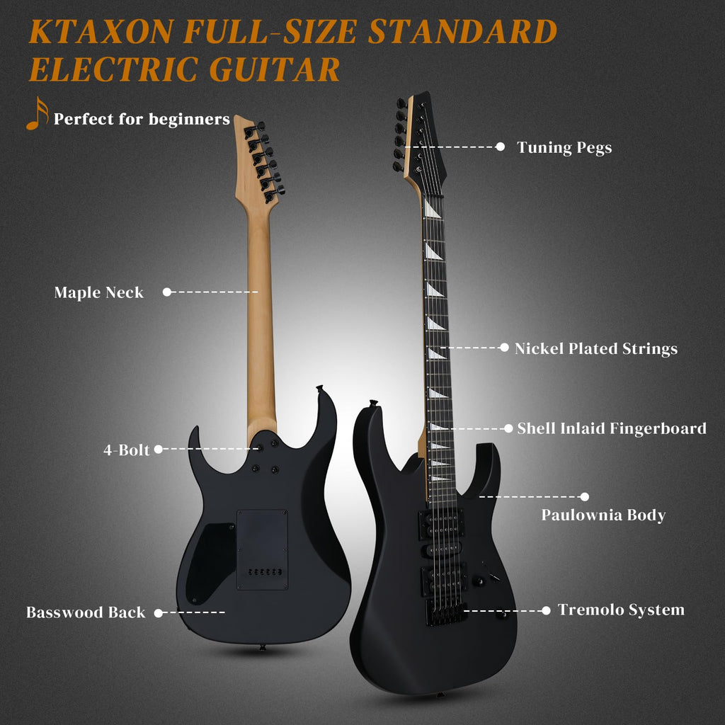 39" Matte Black Electric Guitar with 20Watt Amp D14473
