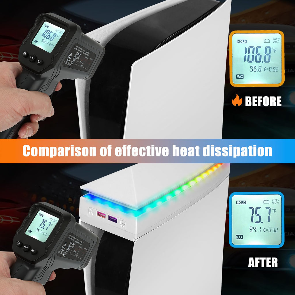 Console Cooling Fan with Dust Cover Colorful LED Light S619