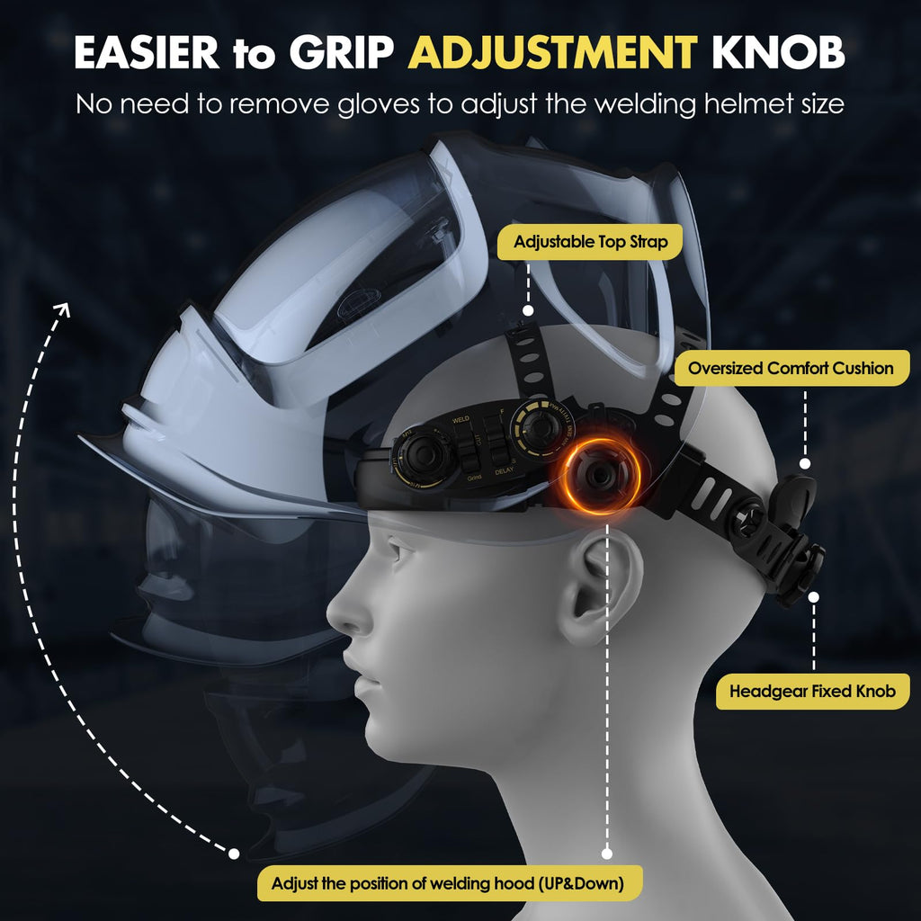 Auto Darkening Welding Helmet Large View True Color 4 Arc Sensor Solar/Battery Powered Q5166