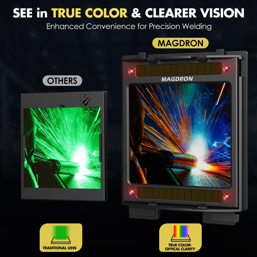 Auto Darkening Welding Helmet Large View True Color 4 Arc Sensor Solar/Battery Powered Q5166