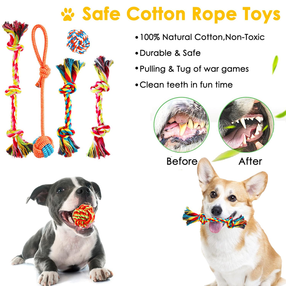 25 Pack Puppy Chew Toys with Squeak Plush Rope Toys U71000
