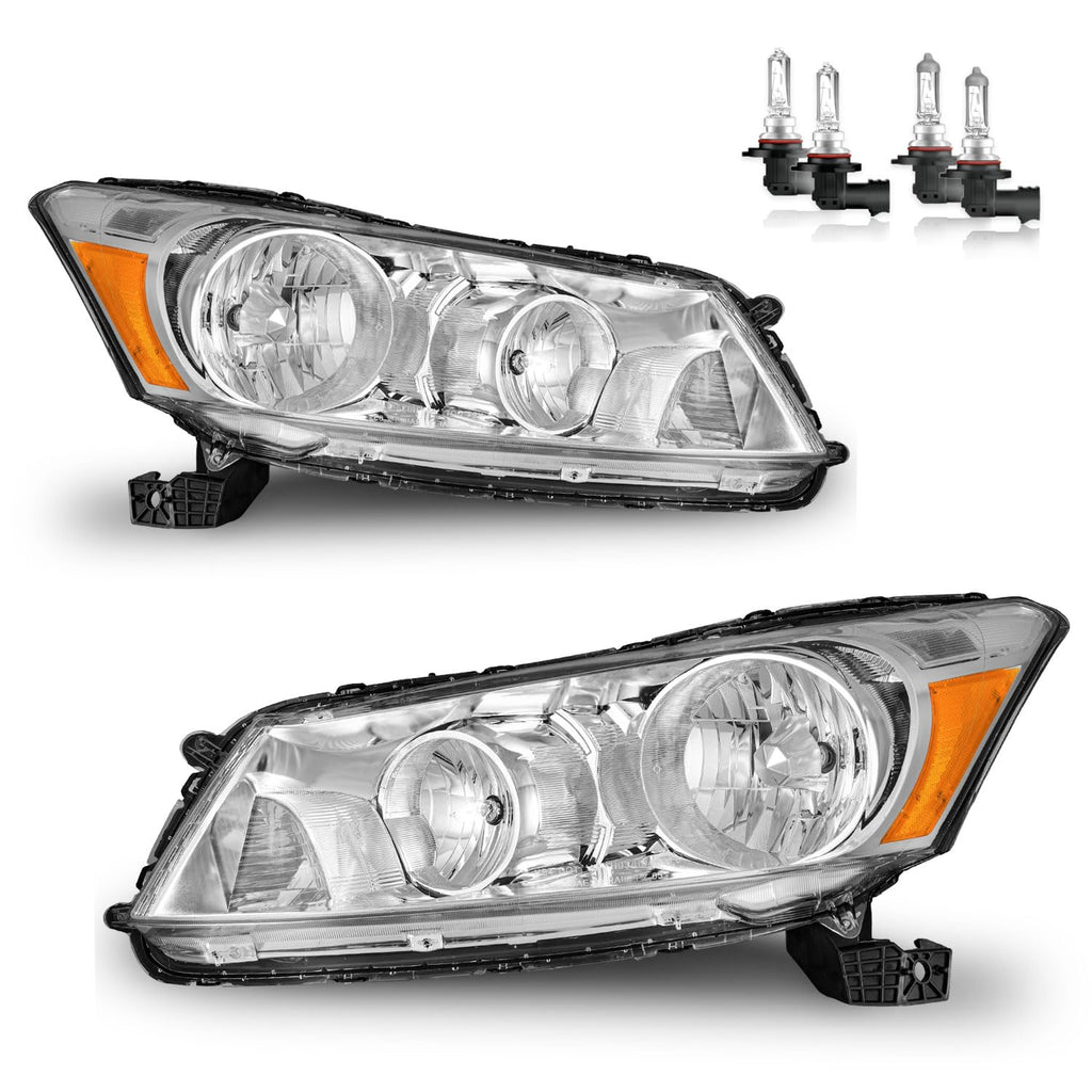 Headlights Assembly for 2008-2012 Honda Accord 4Dr Chrome Housing P91707
