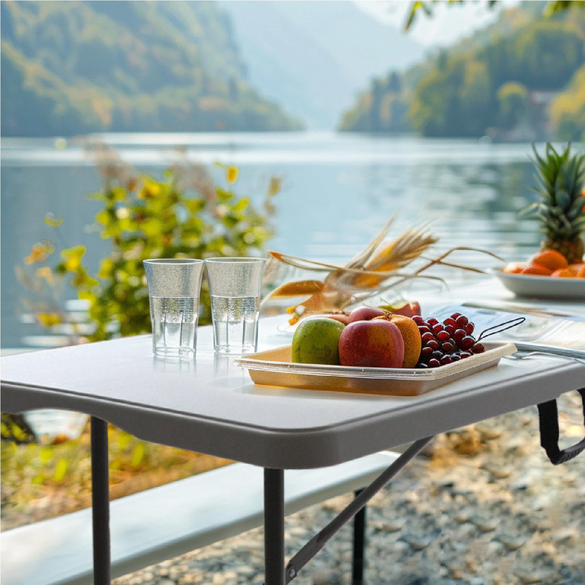 6FT Folding Picnic Table with Tablecloth H40426