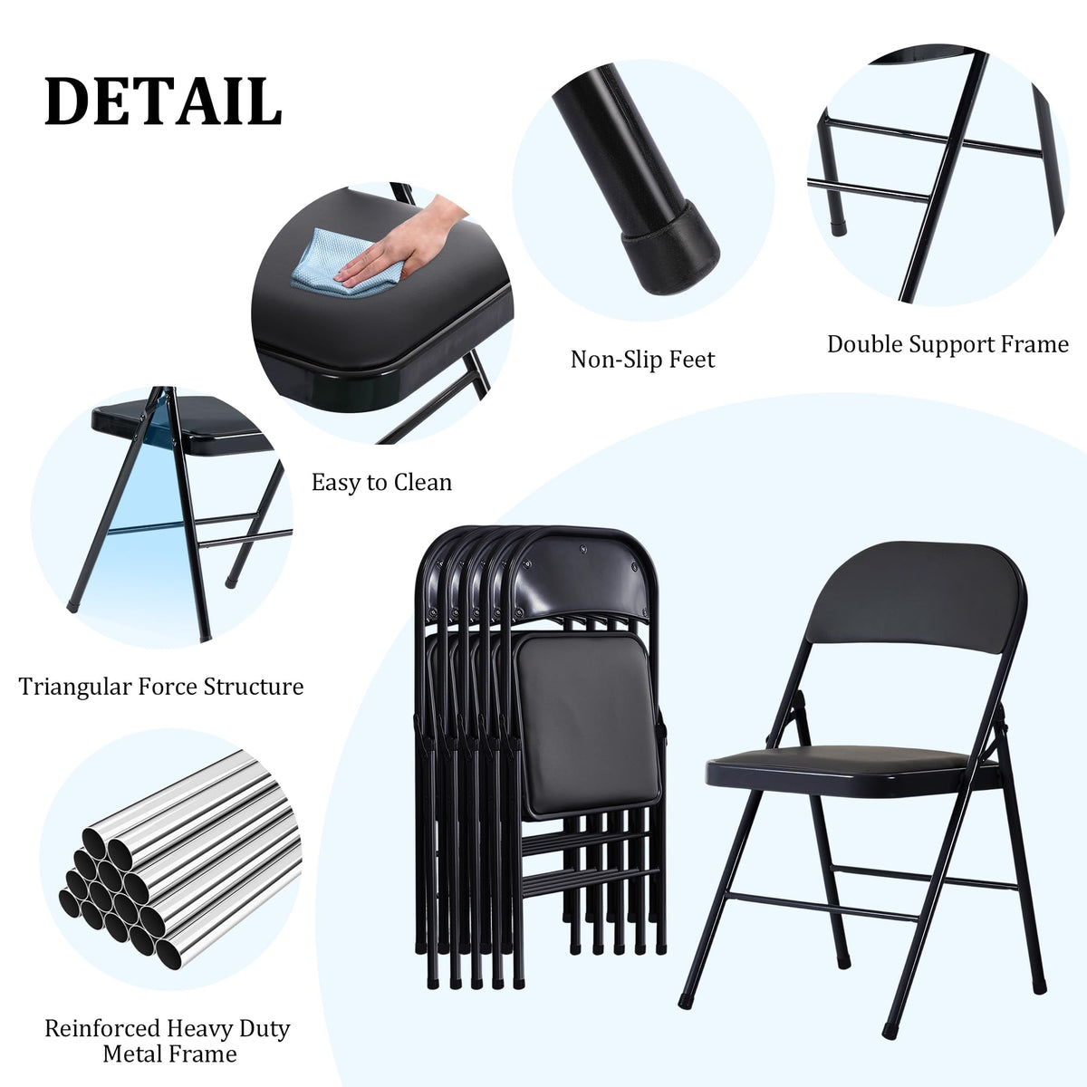 10 Pack Folding Chairs with Cushion R59839