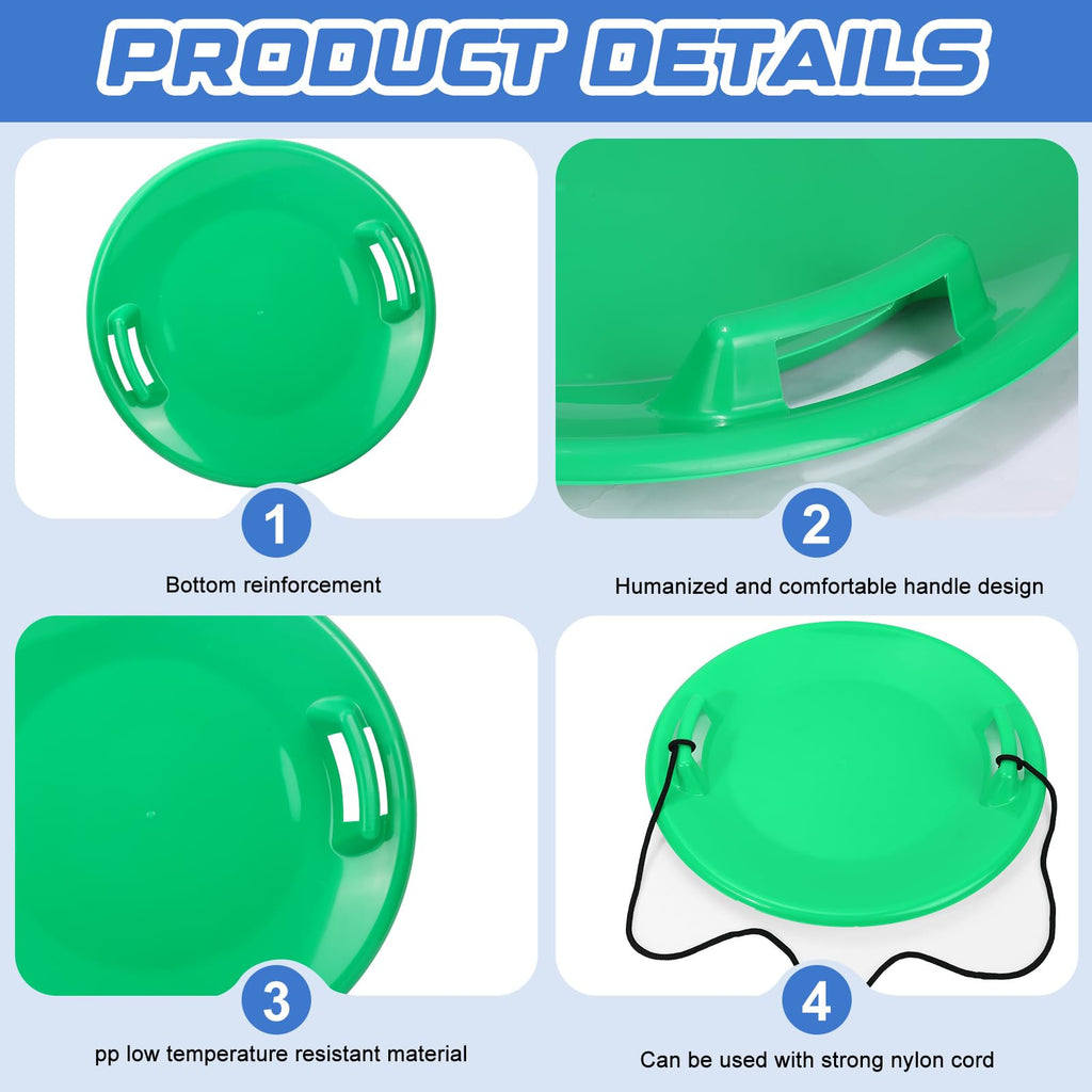 23.6 Inch Round Plastic Snow Saucer Sled with Handles N907