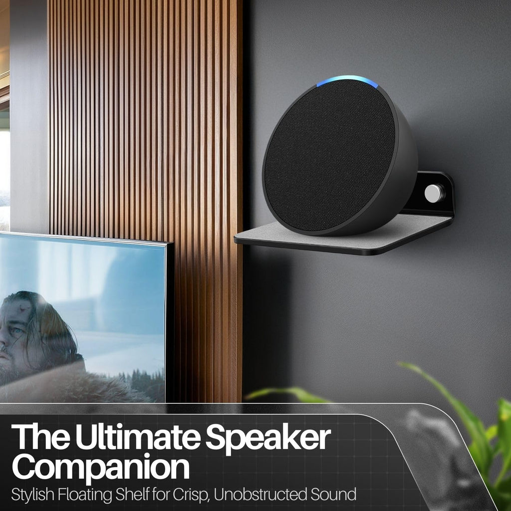 Black Acrylic 9 Inch 2 Pack Floating Speaker Shelf Wall Mount E7010