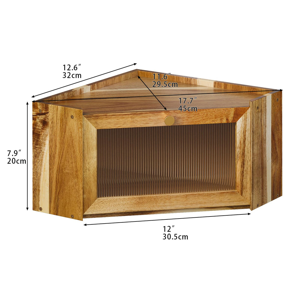 Acacia Wood Corner Bread Box H3965