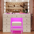 45" Large White Vanity Desk with RGB Lighting C416153