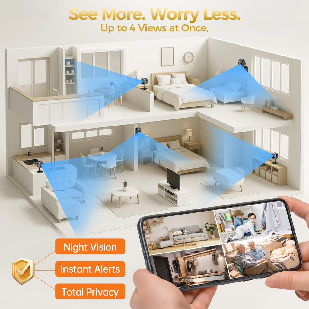 2K Indoor Security Camera 4-Pack with Night Vision F6114
