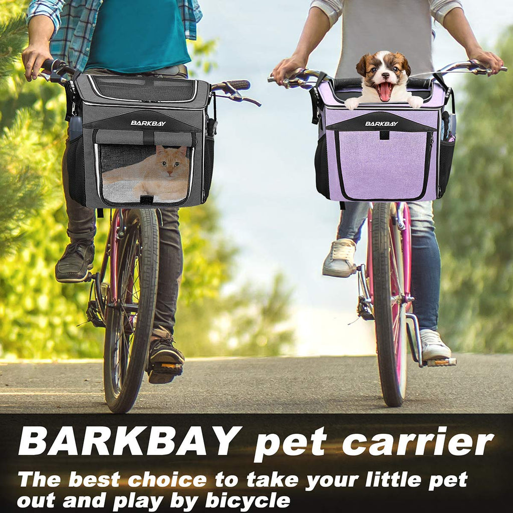 Foldable Soft-Sided Dog Bike Basket Carrier with 2 Open Doors Y8761